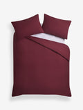 Burgundy red cotton rich duvet cover and pillowcase set - British product