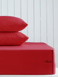 Red Cotton Rich Deep Fitted Bed Sheet, imported from the UK