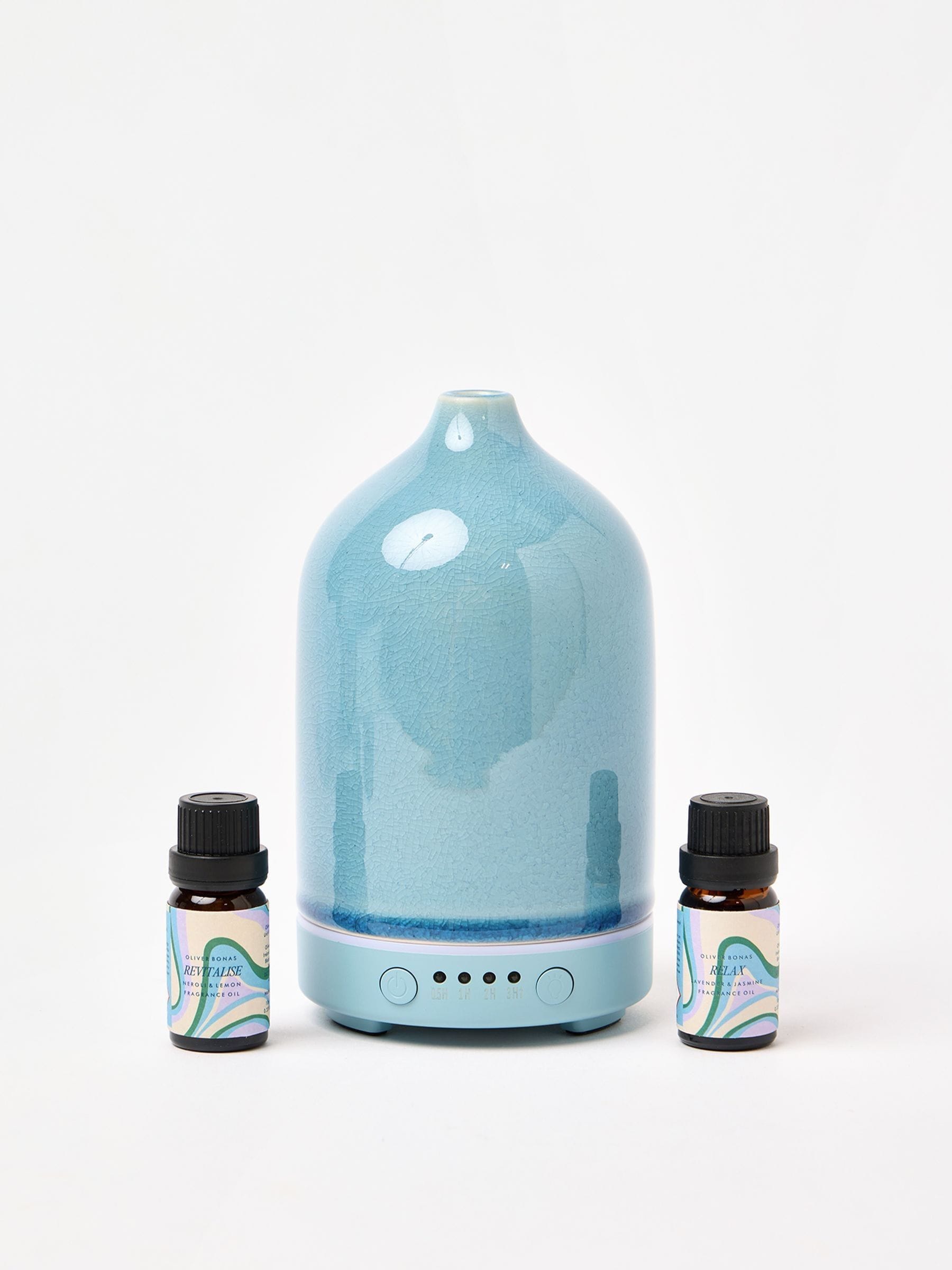 Oliver Bonas Blue Unwind Electric Aroma Diffuser Frag Set