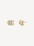 Gold Tone Brass and Glass Stud Earrings