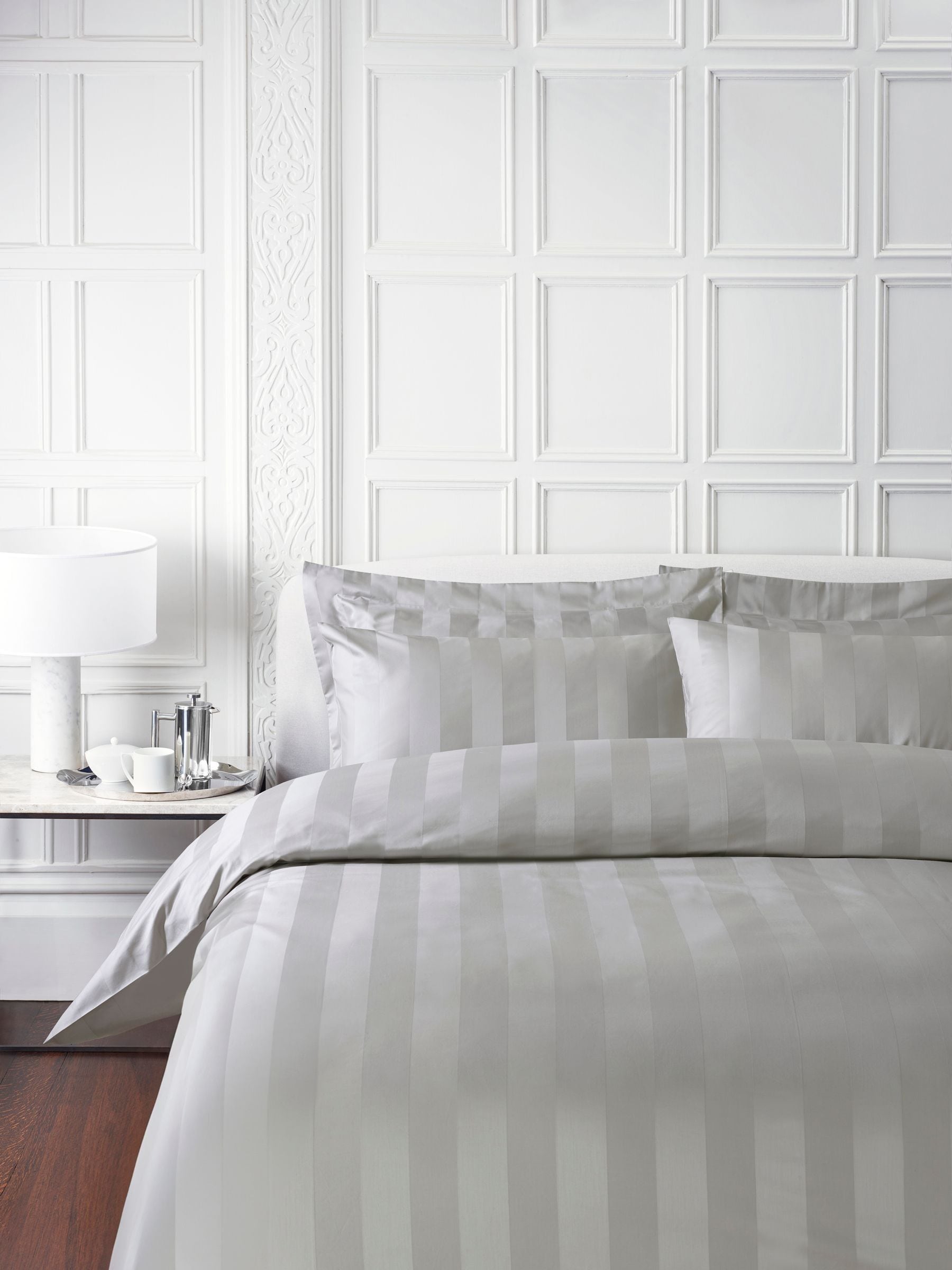 Jasper Conran London Lunar Rock 500 Thread Count Satin Stripe 100% Cotton Duvet Cover