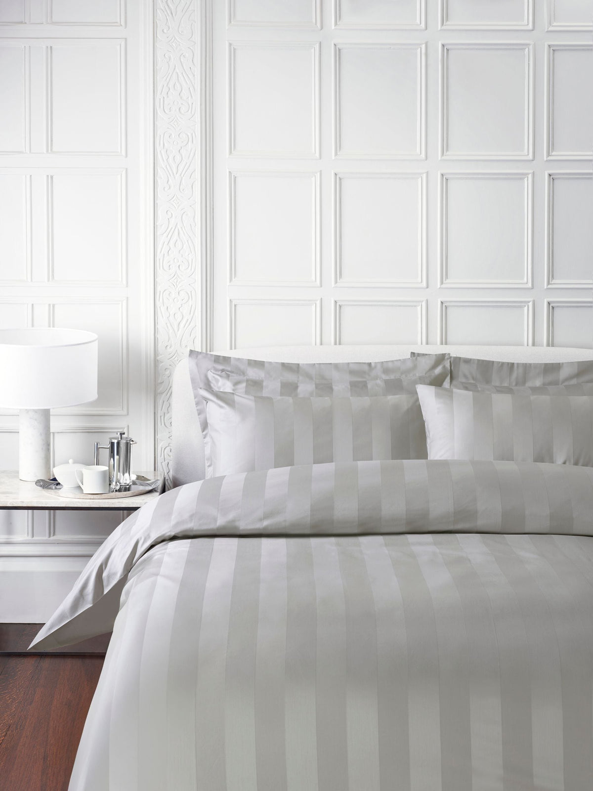 Jasper Conran London Lunar Rock 500 Thread Count Satin Stripe 100% Cotton Duvet Cover