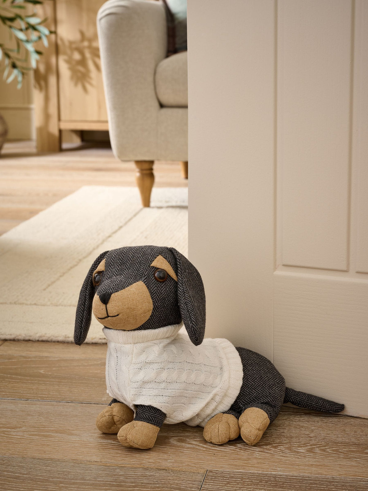 Hoxley brown dachshund doorstop soft textile - British product