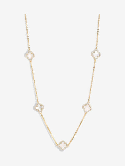 Jon Richard White Plated Mother of Pearl Clover Necklace 457mm Chain