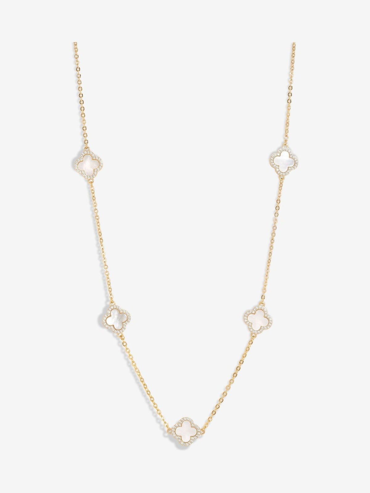 Jon Richard White Plated Mother of Pearl Clover Necklace imported from UK