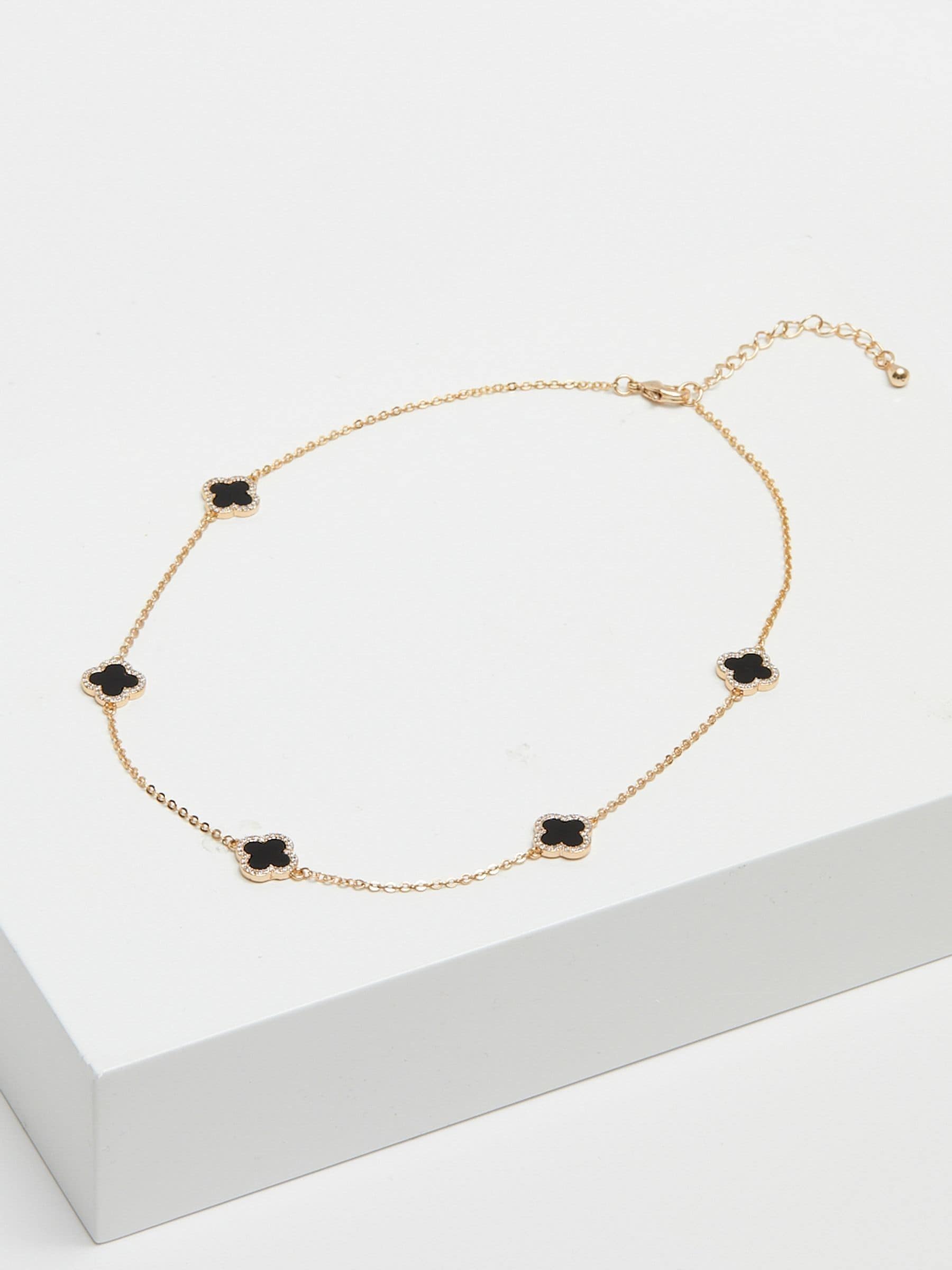 Jon Richard black plated clover necklace, UK version