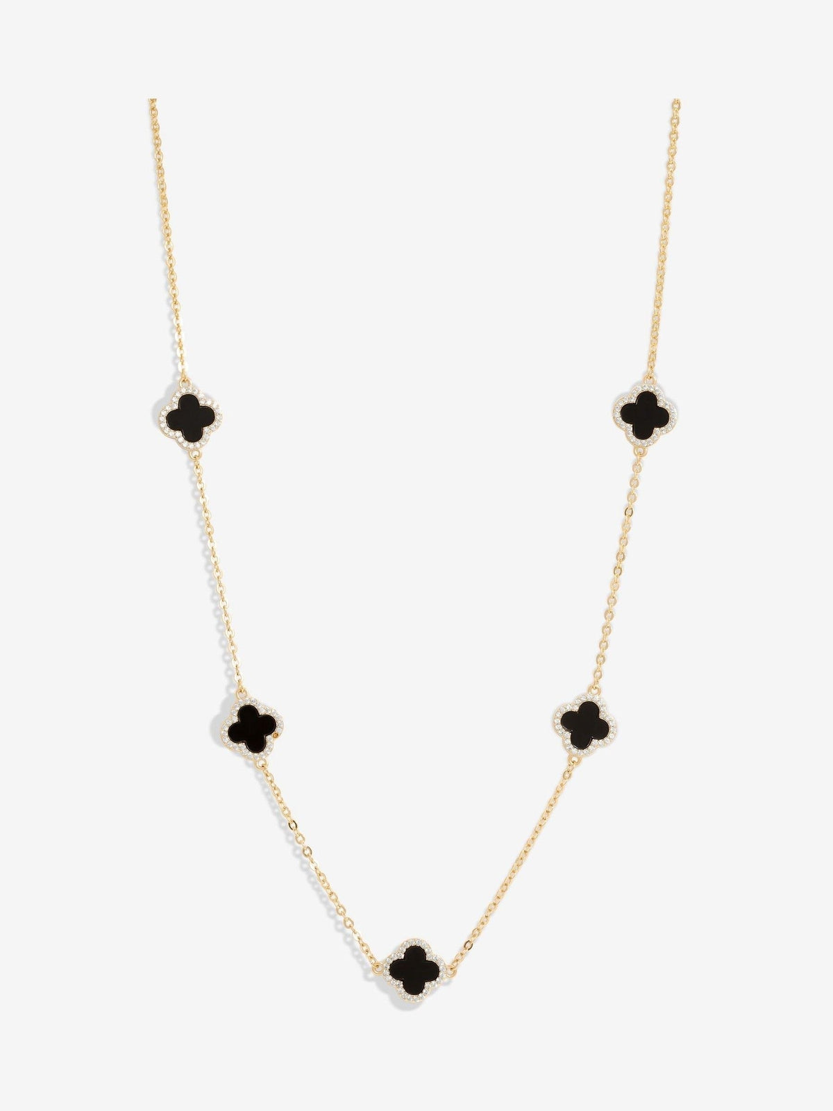 Jon Richard black plated clover necklace, UK version
