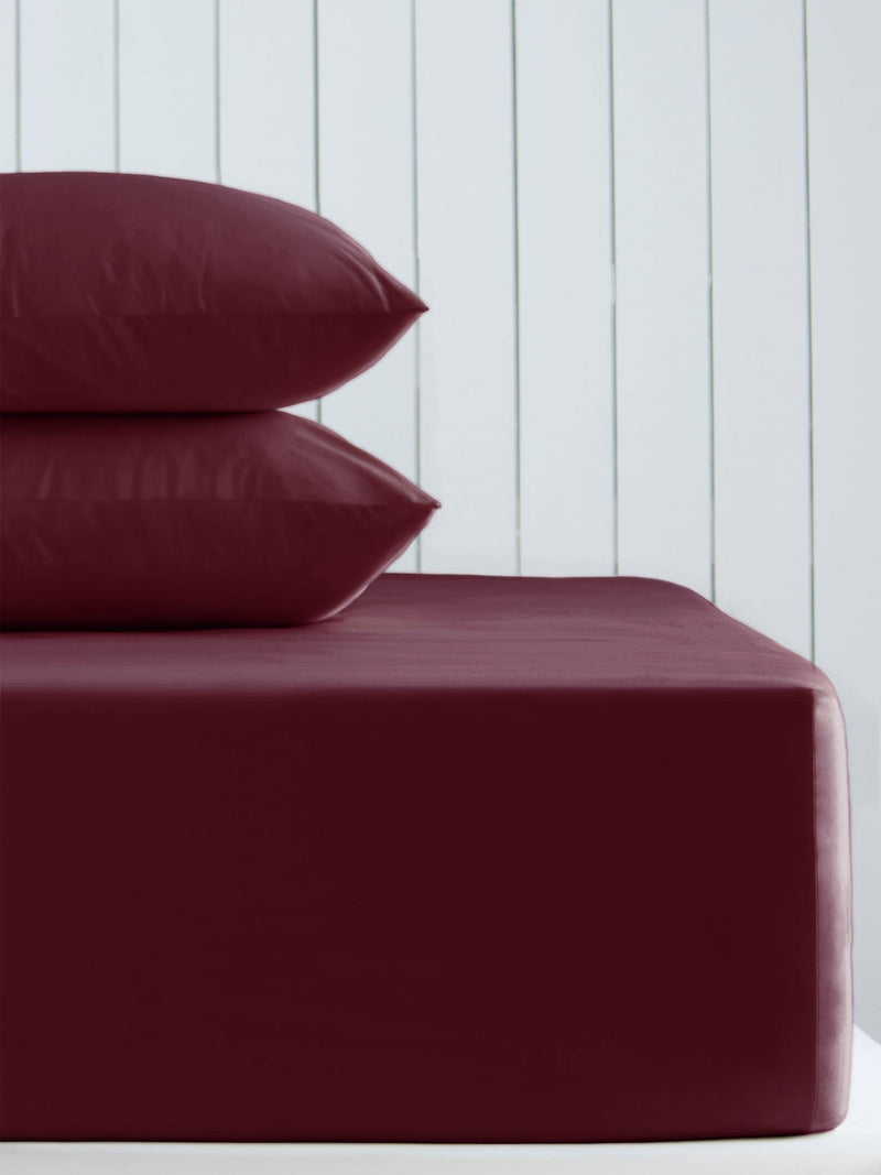 Burgundy red cotton rich extra deep fitted bed sheet - British product
