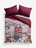 Reversible Christmas duvet cover and pillowcase set, imported from the UK