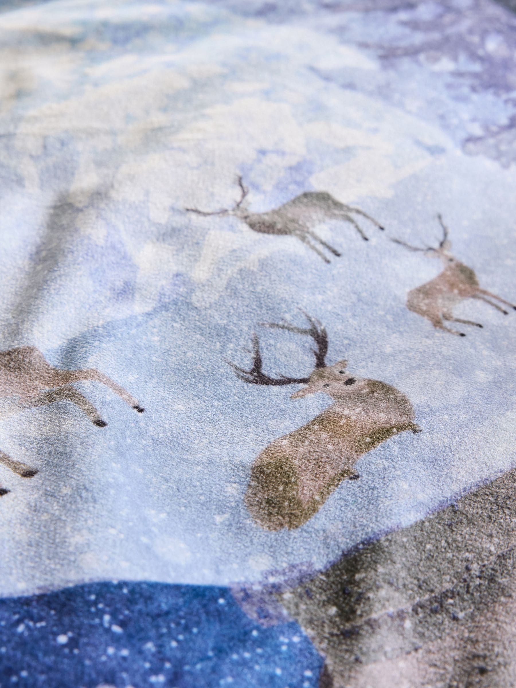 Blue snowglobe Christmas velvet duvet cover and pillowcase set - British product