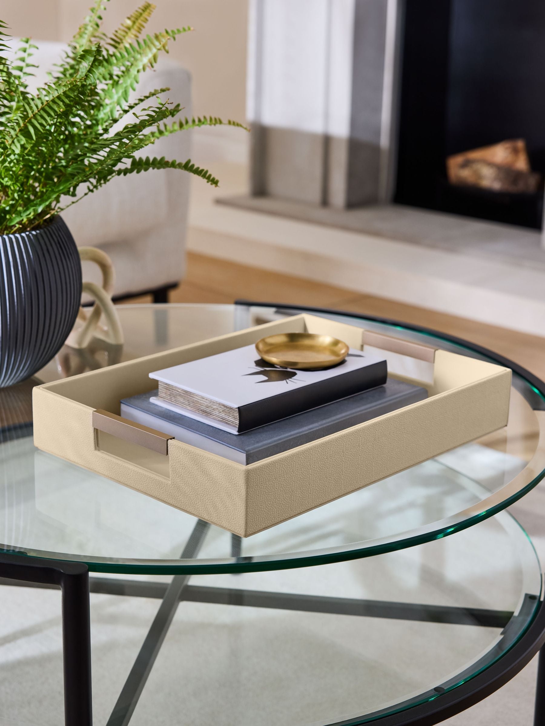Sosandar cream faux leather tray (British brand)