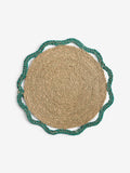 Nina Campbell teal blue woven seagrass placemats set of 2 38cm diameter, imported from the UK