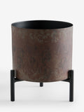 French Connection Black/Bronze Patina Metal Stand Plant Pot