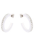 Karen Millen Silver Tone Small Crystal Hoop Earrings