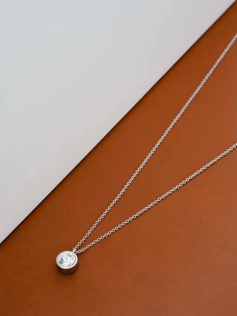 Karen Millen Crystal Dot Pendant Necklace silver tone 48.5cm, UK version