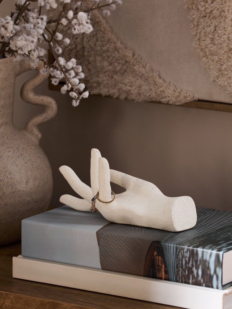 Natural Ceramic Hand Trinket Dish Ring Holder