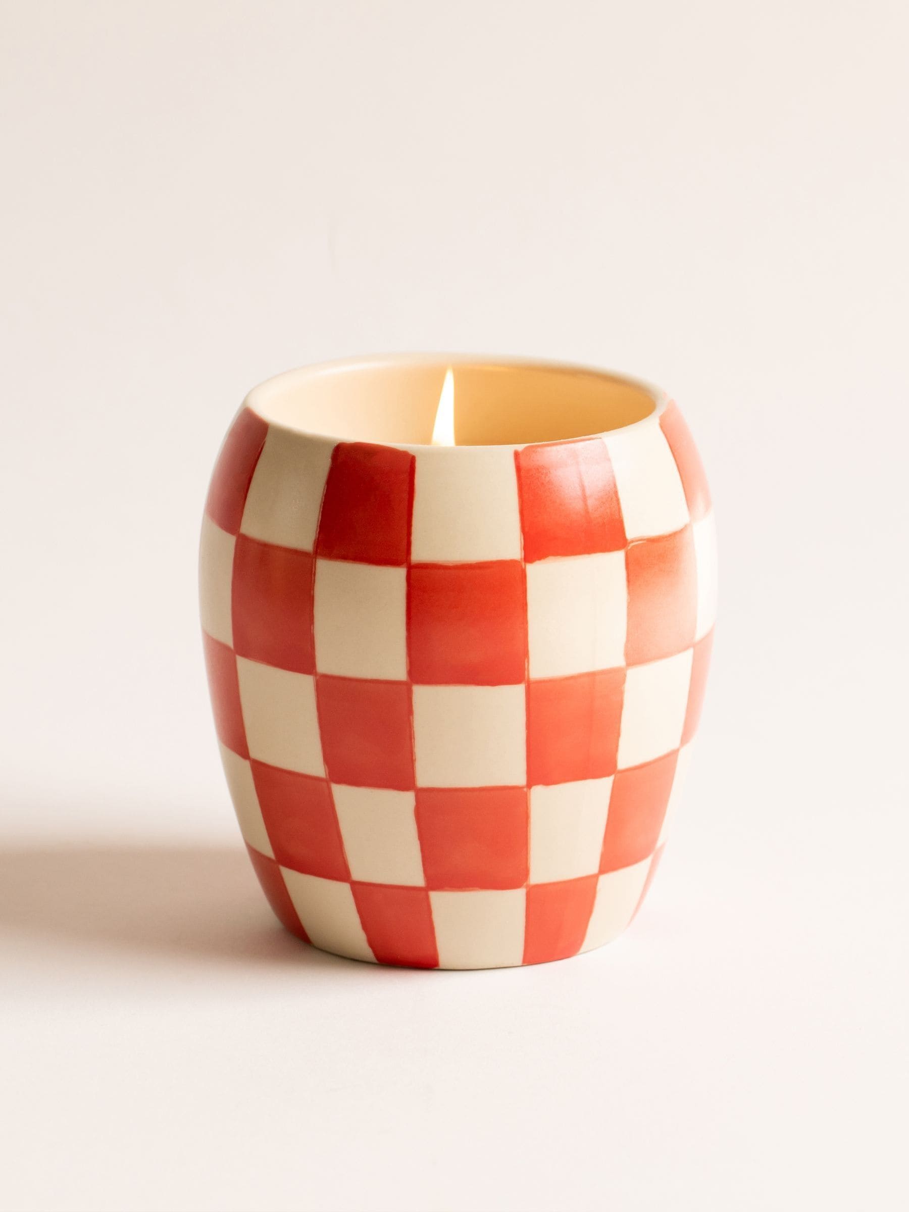 Paddywax Checkmate Rose & Santal Checkered Porcelain Candle 311g