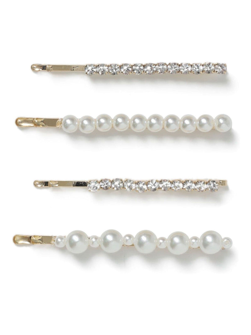 Pearl and Crystal White Hair Slide Set