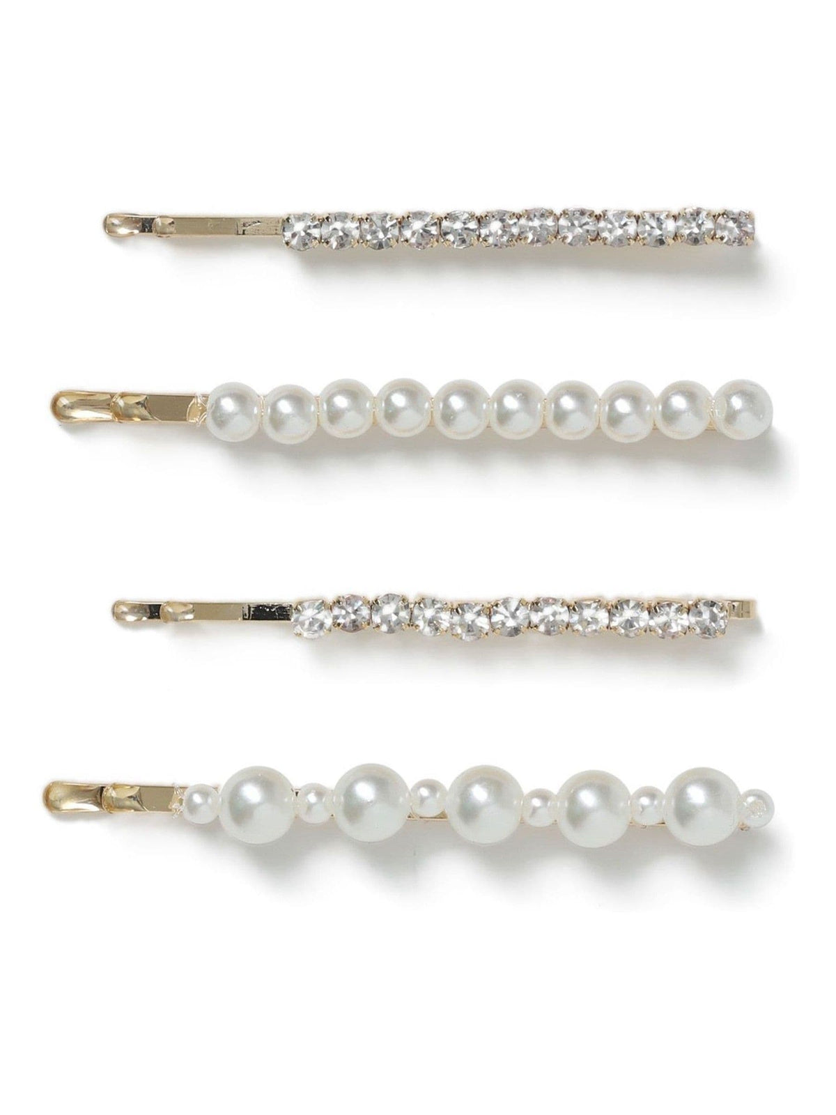 Pearl and Crystal White Hair Slide Set