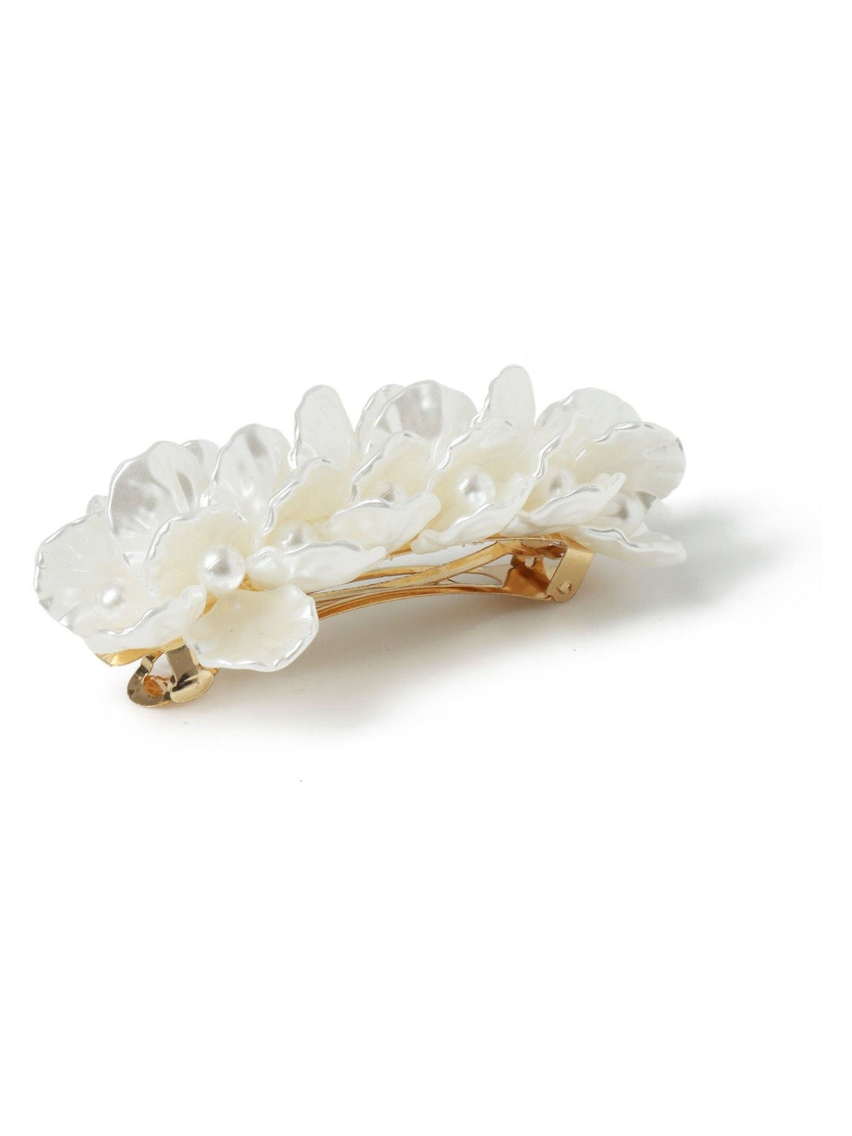 Cream Flower Pearl Hair Barrette Clip