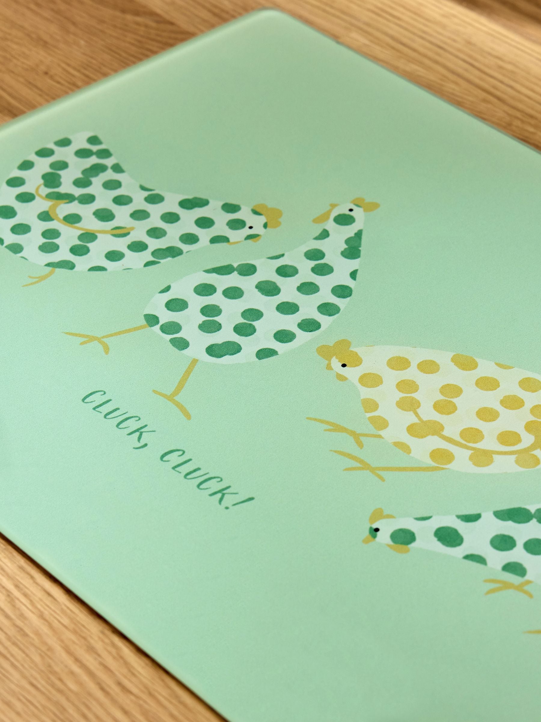 Sage Green Pat and Peggy Chicken worktop saver 40x30cm (British brand)