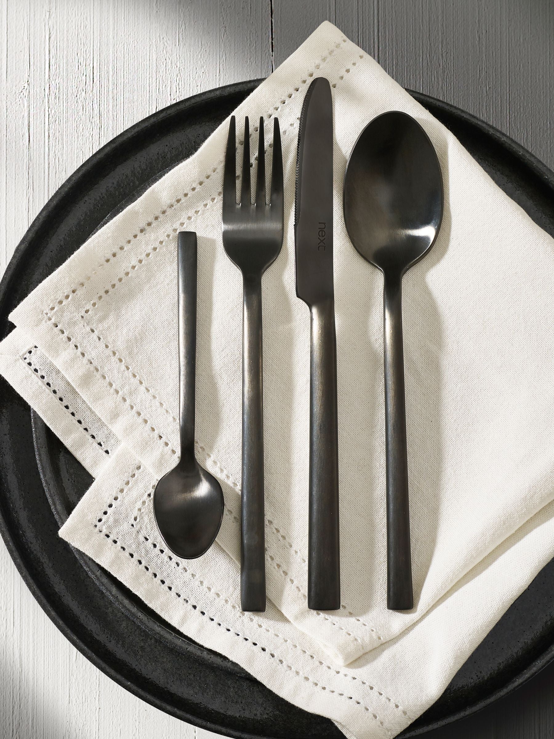 Black 24 Piece Kensington Stainless Steel Cutlery Set