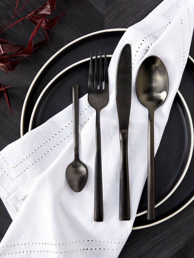 Black 24 Piece Kensington Stainless Steel Cutlery Set