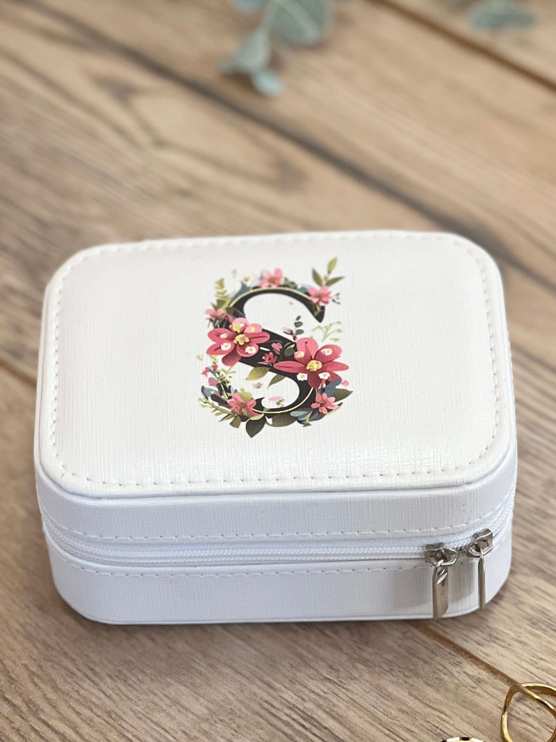 Solesmith Floral Initial Travel White Jewellery Box (British brand)