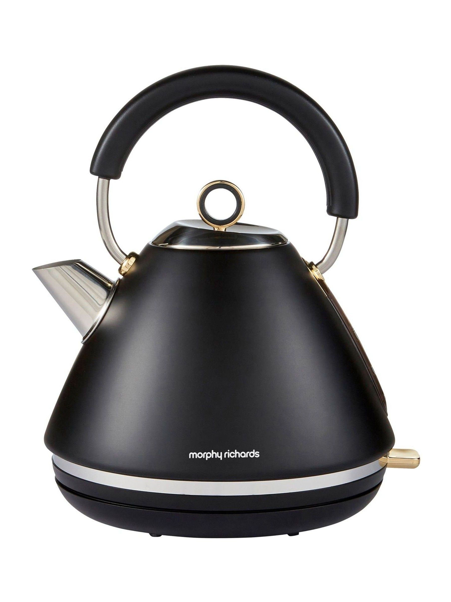 Morphy Richards Black Accents Pyramid Kettle 1.5L, imported from the UK