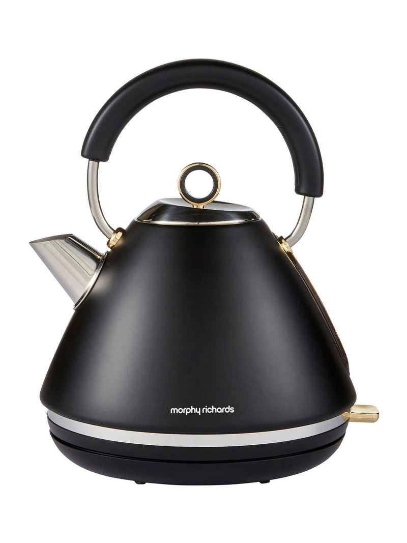 Morphy Richards Black Accents Pyramid Kettle 1.5L, imported from the UK