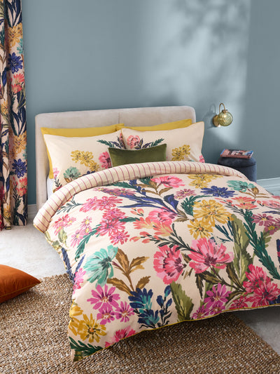 Multi Autumn Floral Print Reversible Duvet Cover and Pillowcase Set