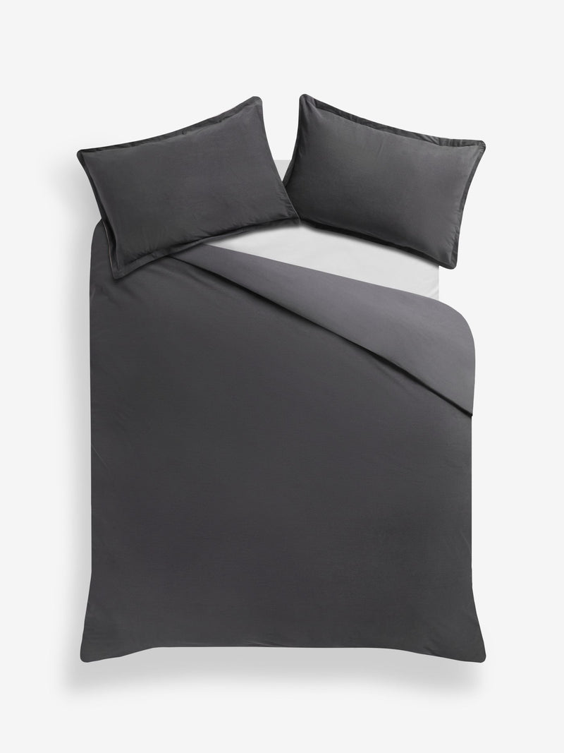 Grey charcoal corduroy duvet cover and pillowcase set, UK version