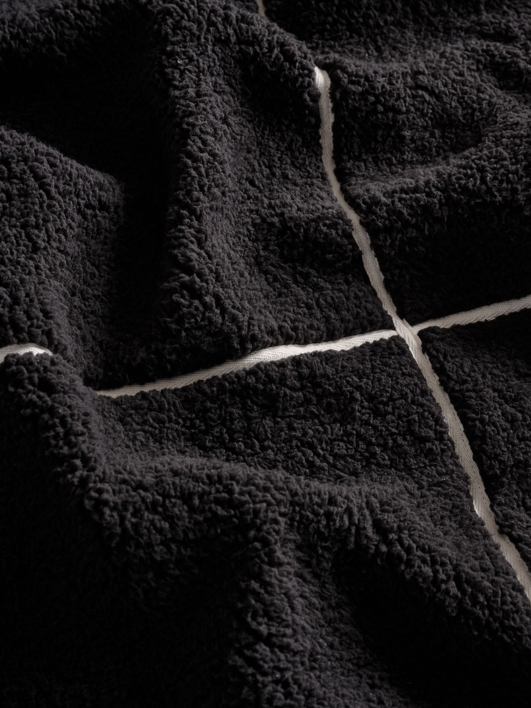 Black Fleece Trim Duvet Cover and Pillowcase Set
