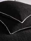Black Fleece Trim Duvet Cover and Pillowcase Set