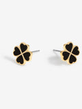 Jon Richard gold tone jet enamel clover stud earrings 10mm, UK version