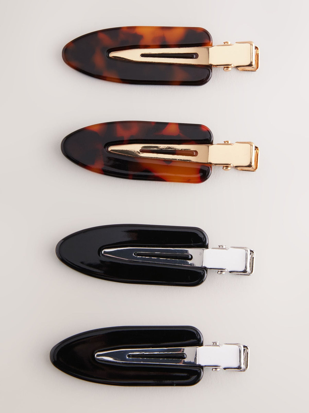 No Crease Hair Clip 4 Pack in Black and Tortoiseshell