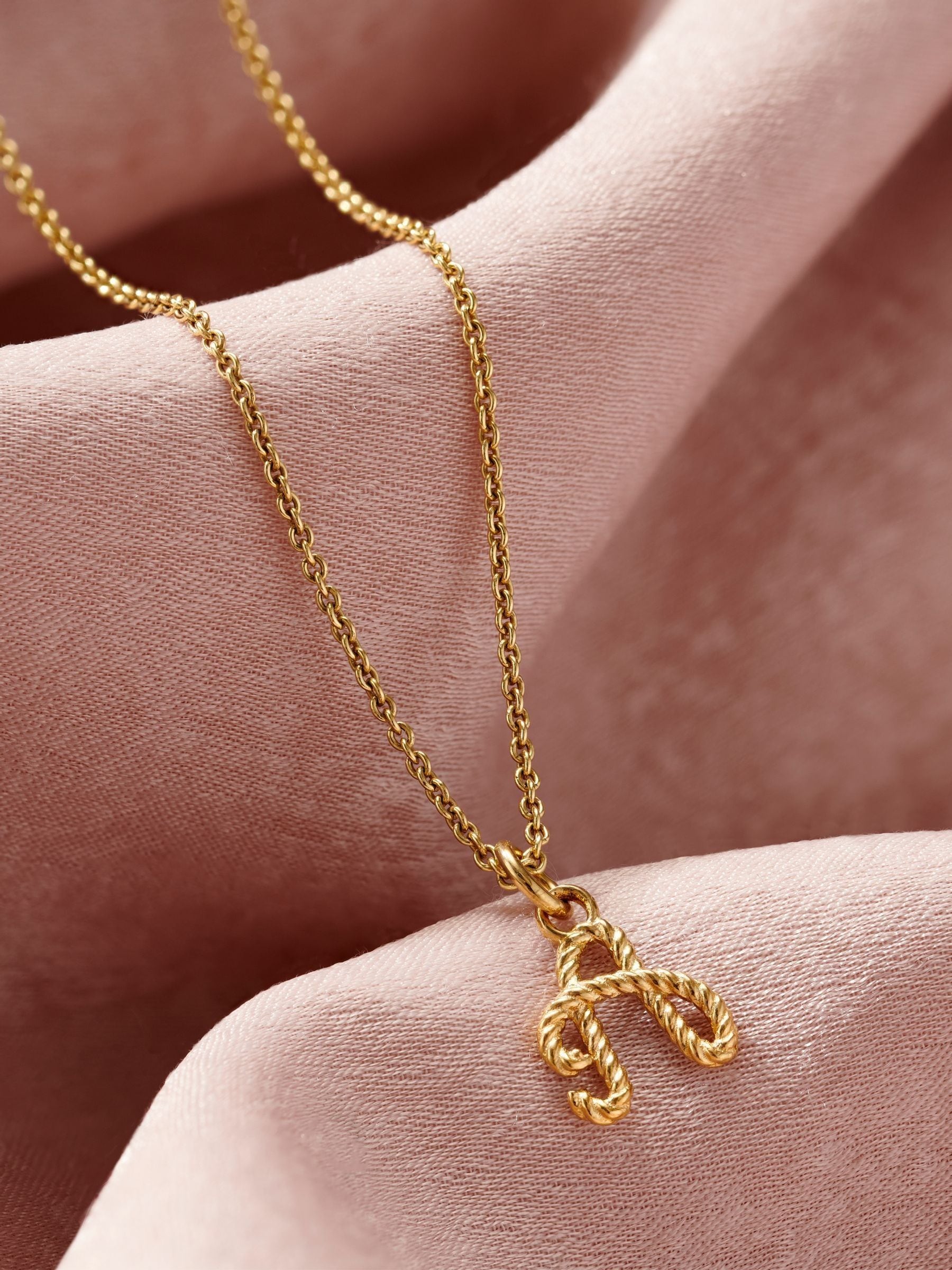 Posh Totty Designs Gold Tone Rope Initial Necklace, imported from the UK