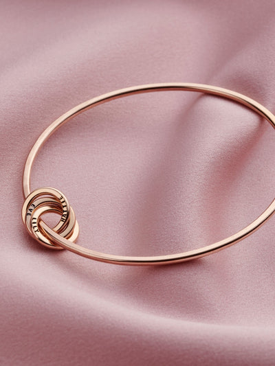Posh Totty Designs Gold Tone Personalised Russian Ring Charm Bangle - 6.5cm Jewellery Bangle