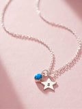 Posh Totty Designs Silver Tone Birthstone & Initial Star Charm Necklace