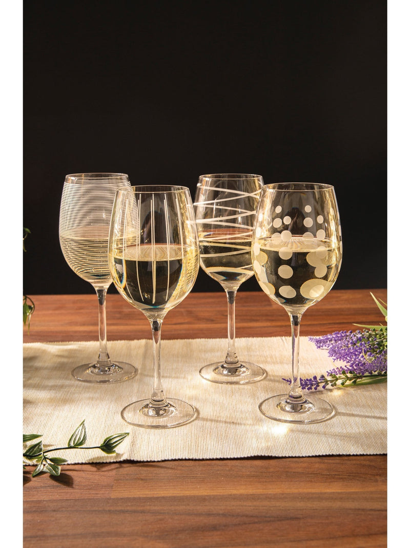 Mikasa clear etched gold crystal white wine glasses set of 4, imported from the UK