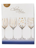 Mikasa clear etched gold crystal white wine glasses set of 4, imported from the UK