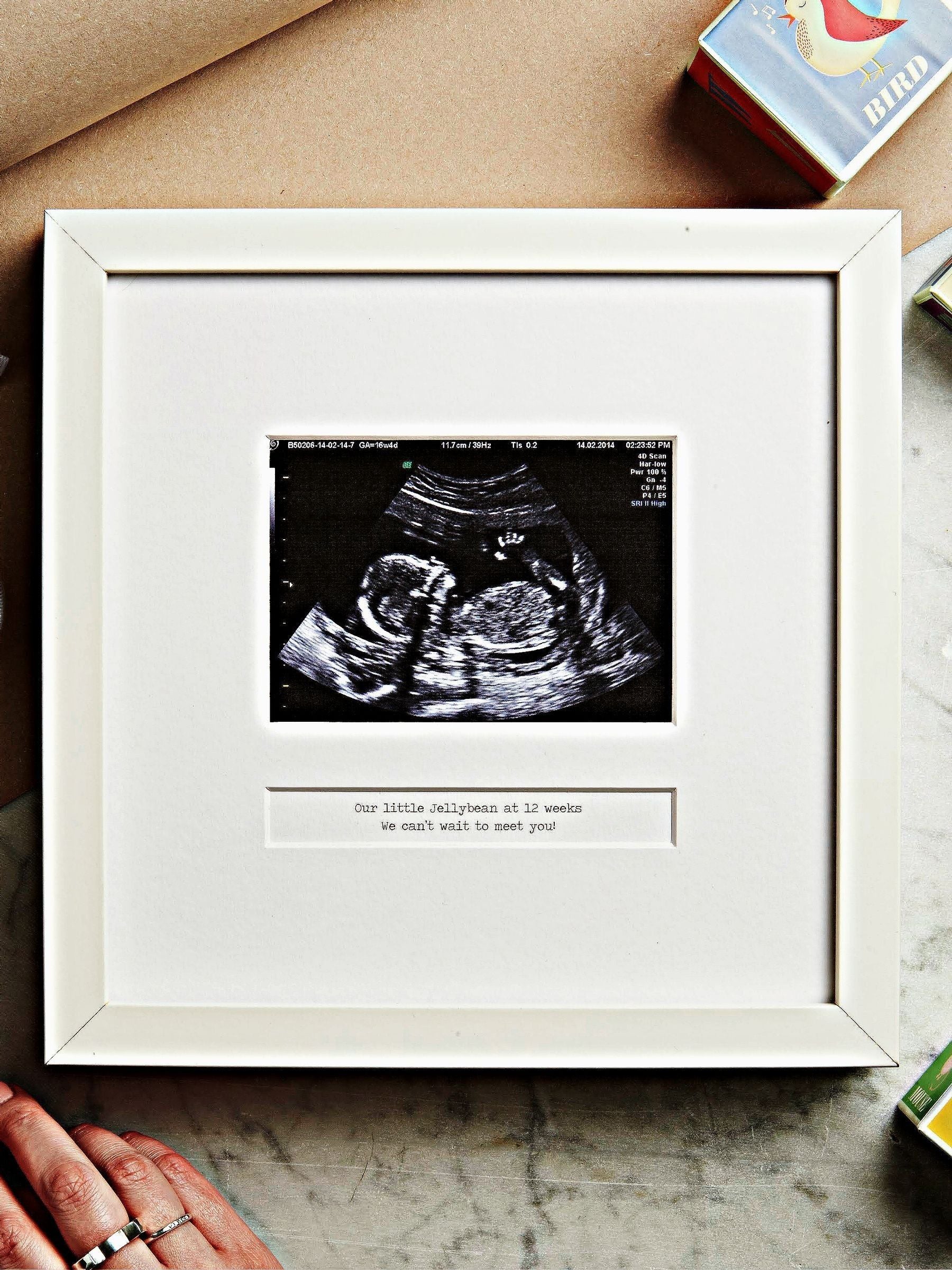 Posh Totty Designs Personalised My First Scan photo frame 25cm x 25cm, imported from the UK