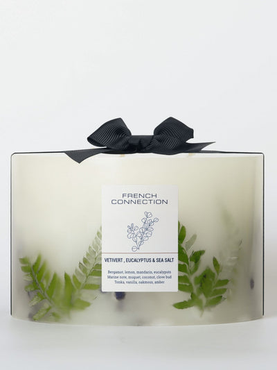 French Connection Botanical Infused Vetivert Eucalyptus Sea Salt Pillar Candle 1.5KG