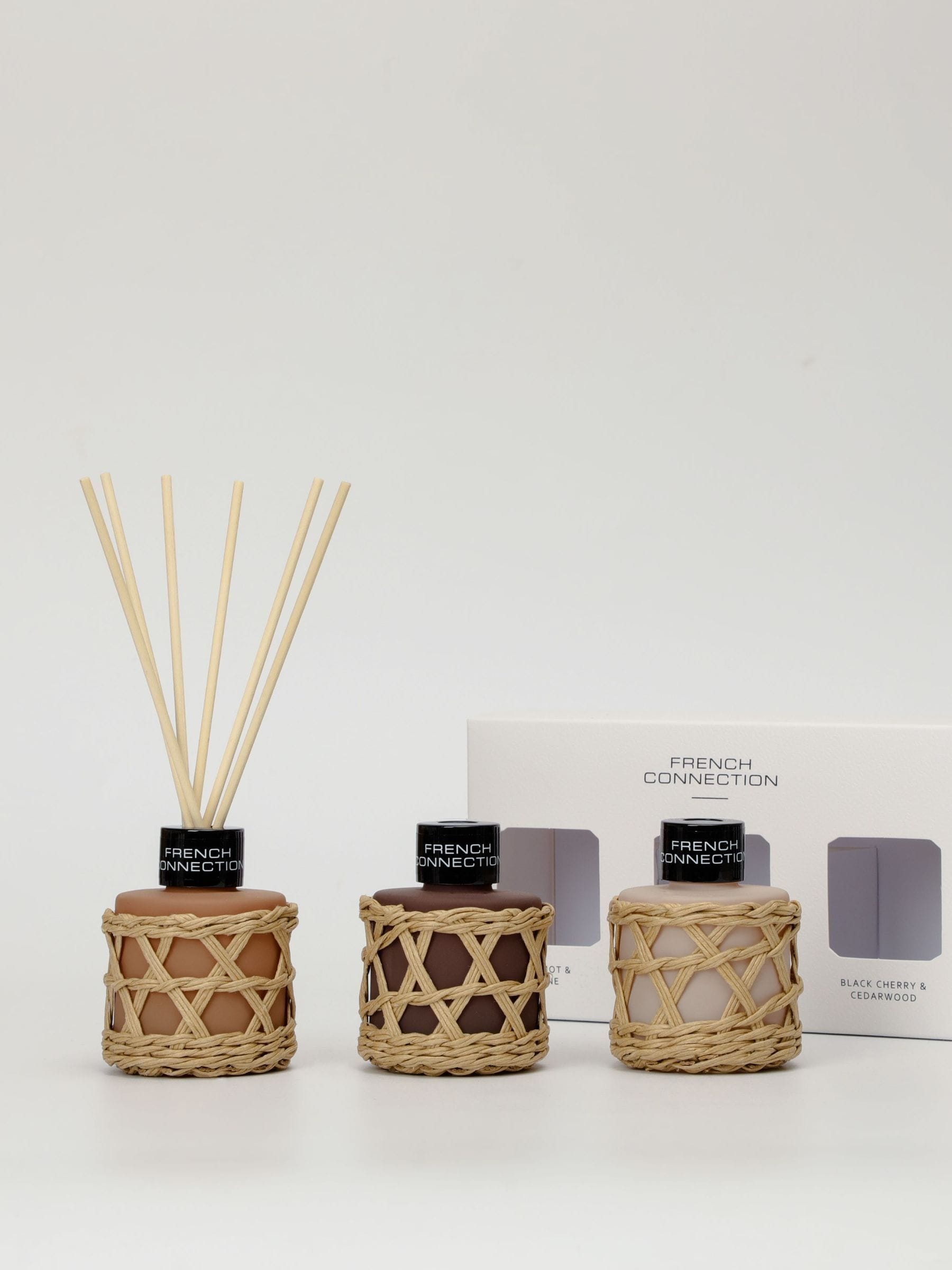 French Connection Natural Mix Woven Detail Trio of Reed Diffuser Gift Set 3 X 50ML