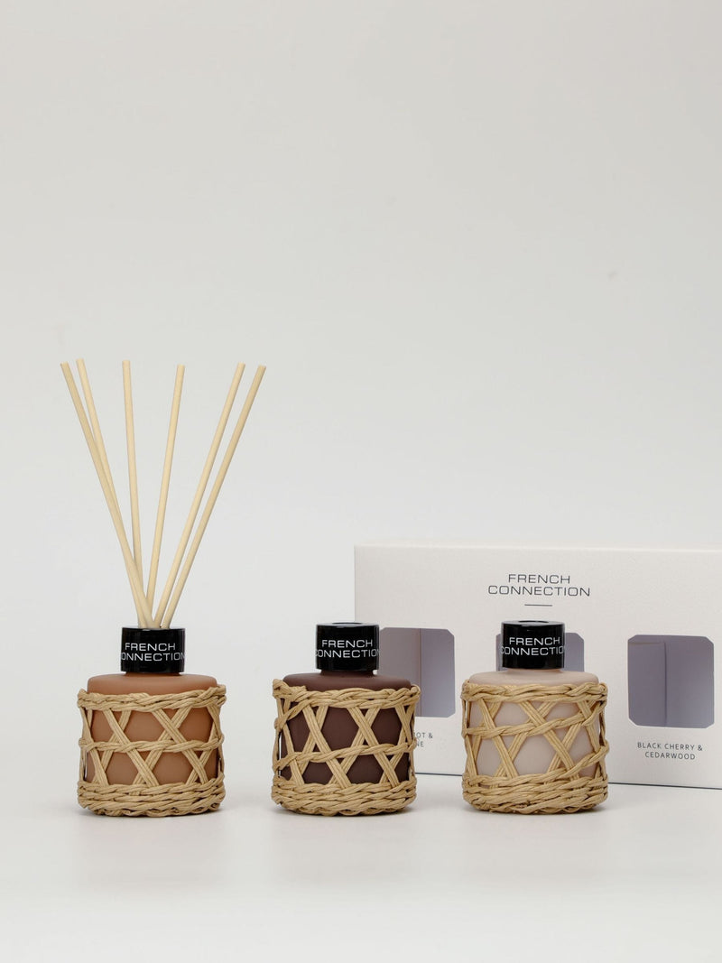 French Connection Natural Mix Woven Detail Trio of Reed Diffuser Gift Set 3 X 50ML