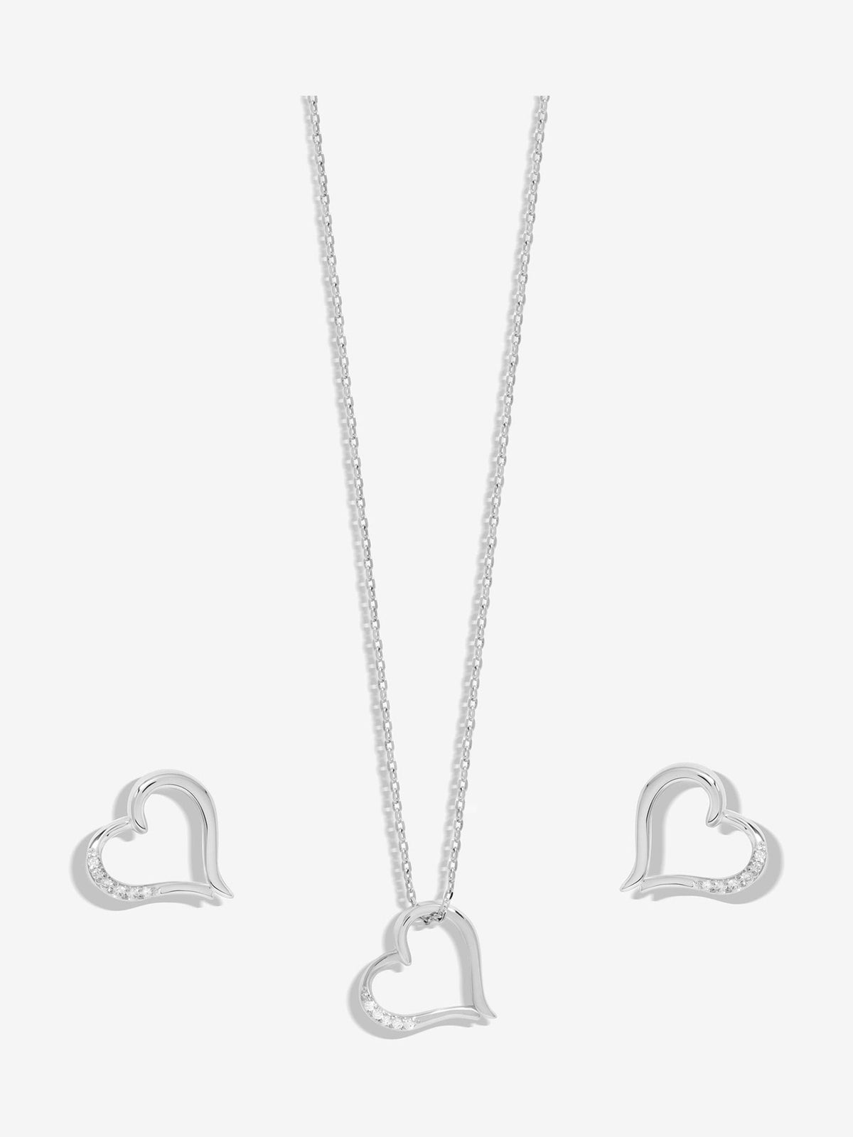 Heart Pendant Set in Silver Tone