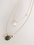 Gold Tone Two Layer Pearl Effect Pendant Necklace, UK version