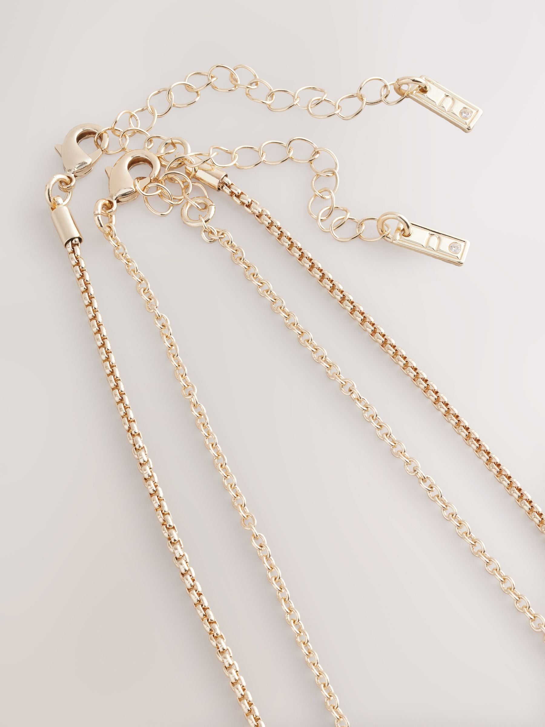 Gold Tone Two Layer Pearl Effect Pendant Necklace, UK version