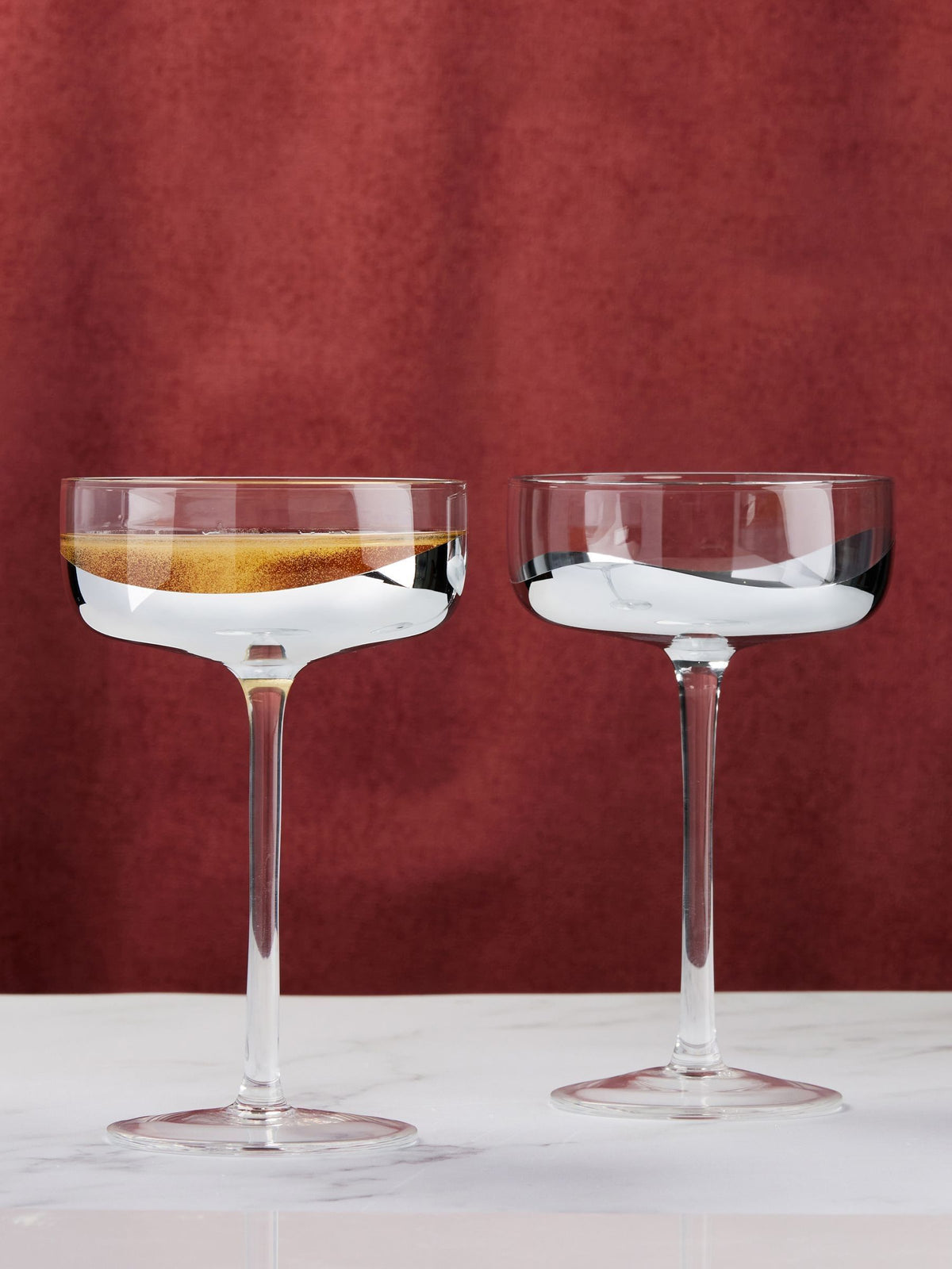 Anton Studio Designs Set of 2 Silver Wave Champagne Saucers