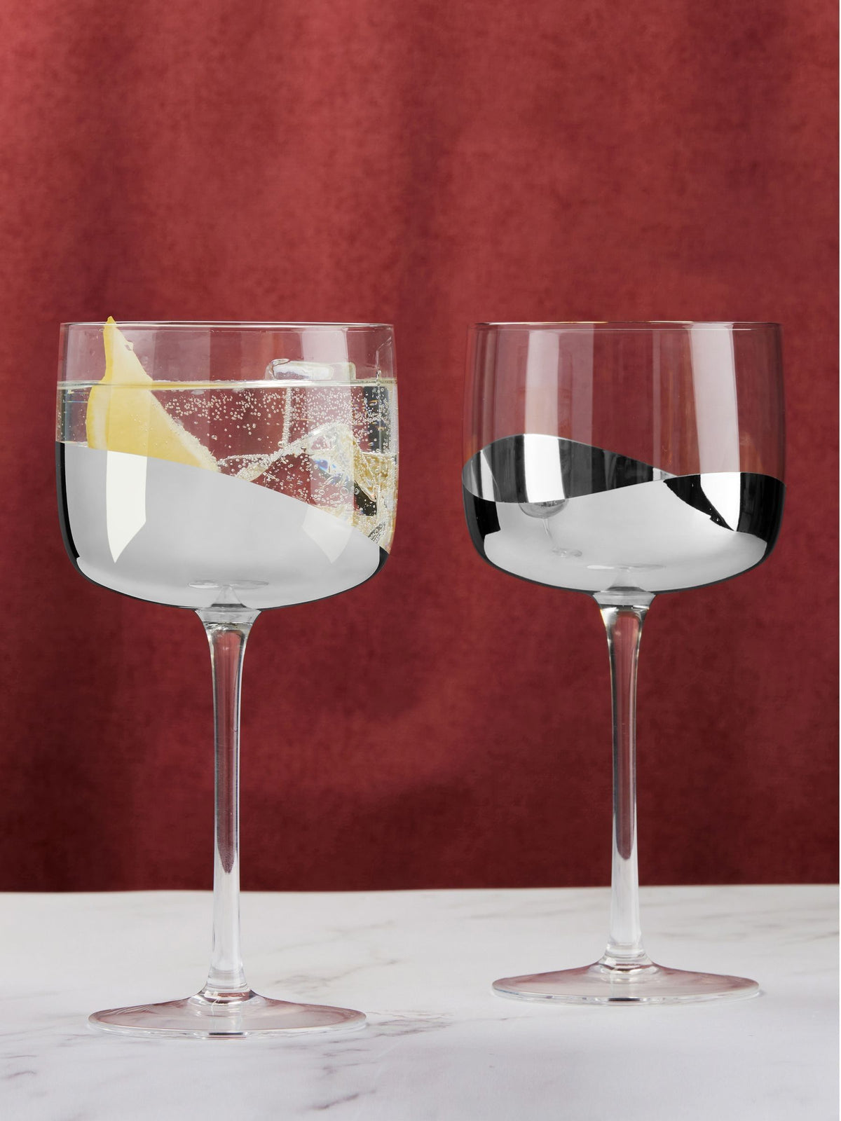 Anton Studio Designs Set of 2 Silver Wave Gin Glasses